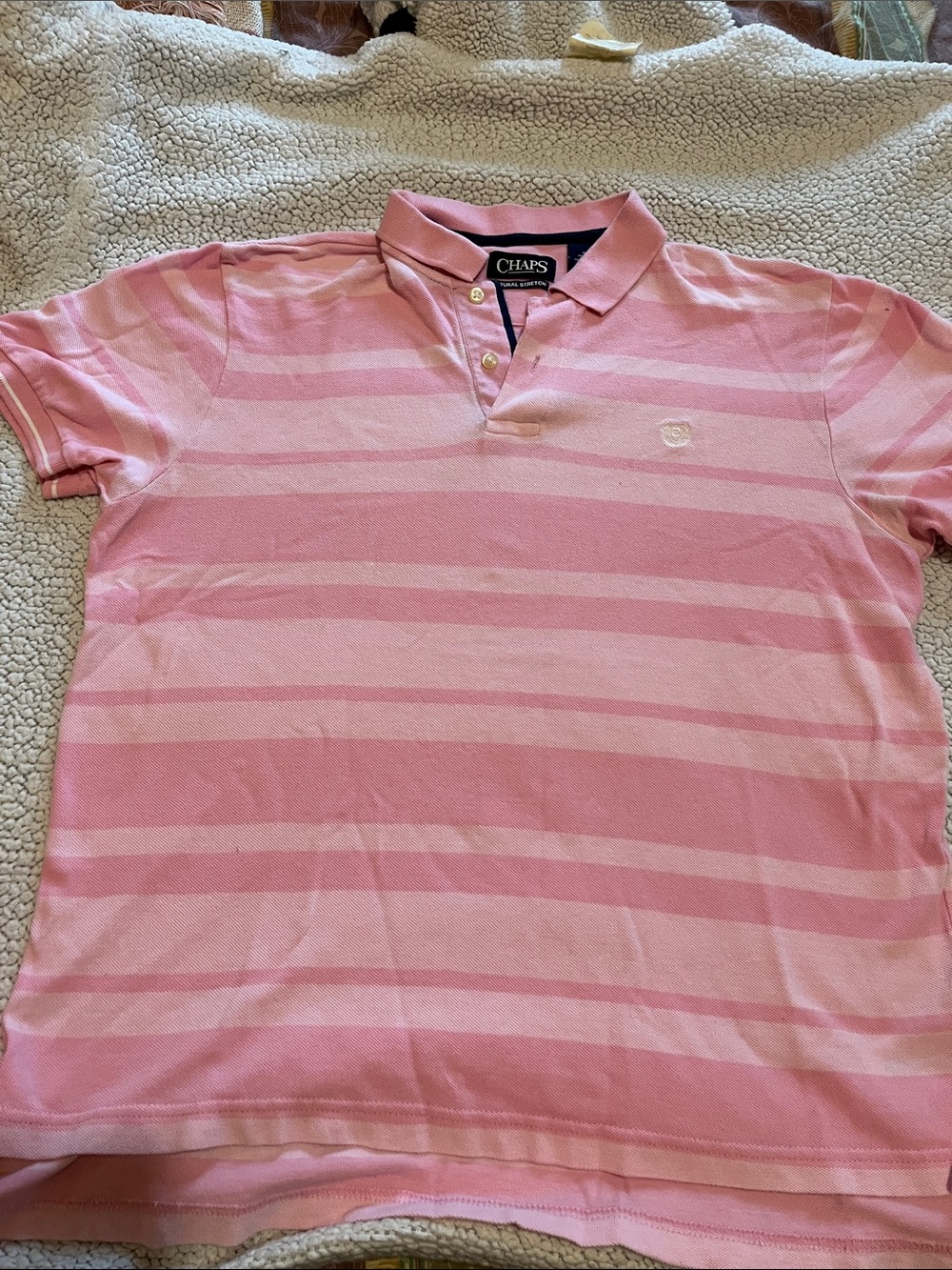 Chaps Pink Striped Short Sleeve Polo